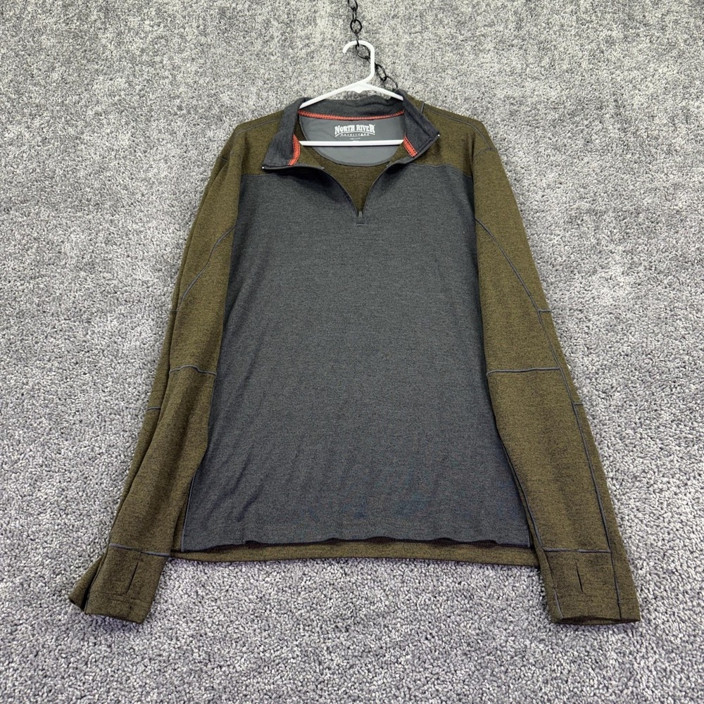 North River Outfitters Shirt Mens XL Green 1/4 Zip Lightweight Stretch Pullover